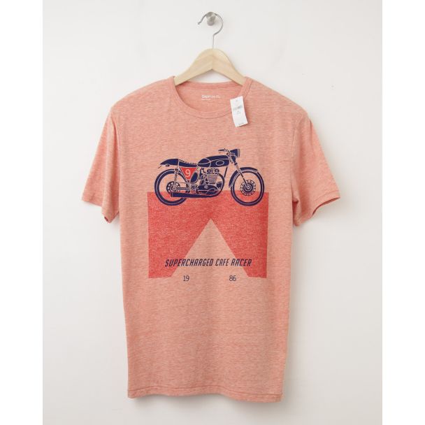 NEW GapKids Motorcycle Graphic Tee T-Shirt in Grenadine Orange