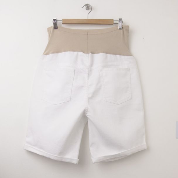 NEW Old Navy Maternity Full-Panel Denim Shorts in Bright White  (back)