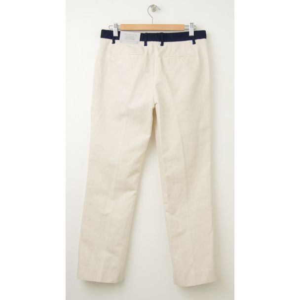 NEW Gap Tailored Crop Linen Colorblock Pants in Beige (back)