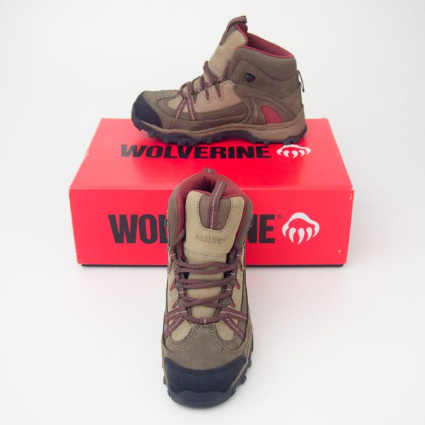 Wolverine Maggie Steel-Toe EH Lace-Up Mid Work Boot W02210WOL in Brown/Red