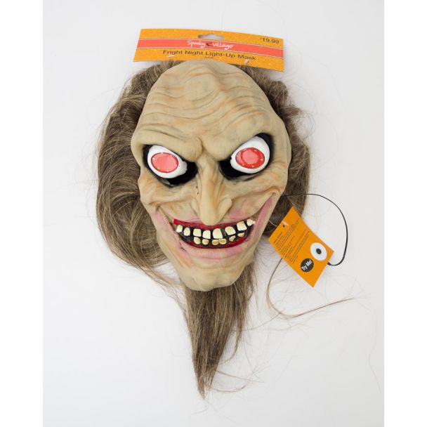 Spooky Village Fright Night Light-Up Mask for Adults - Brown Hair