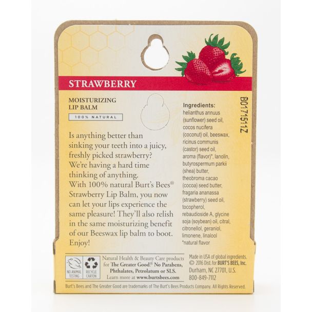 Burt's Bees Strawberry Moisturizing Lip Balm 0.15 oz