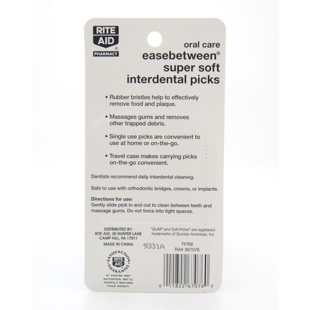 Rite Aid Oral Care EaseBetween Super Soft Interdental Picks 120 Picks & 1 Travel Pack