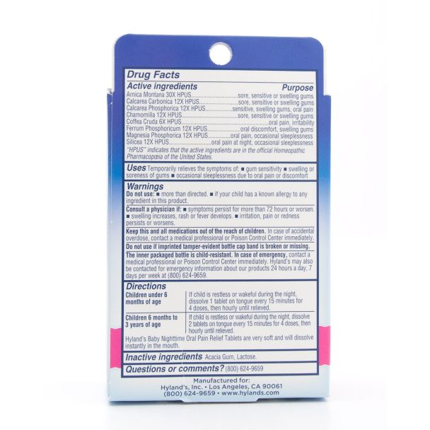 Hyland's Baby Nighttime Oral Pain Relief 125 Quick-Dissolving Tablets