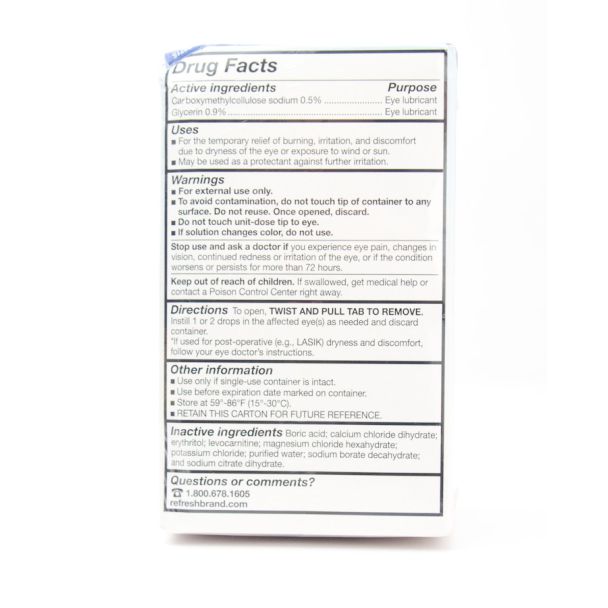 Refresh Optive Preservative Free Lubricant Eye Drops 60 Single-Use Containers (0.01 fl oz Each)