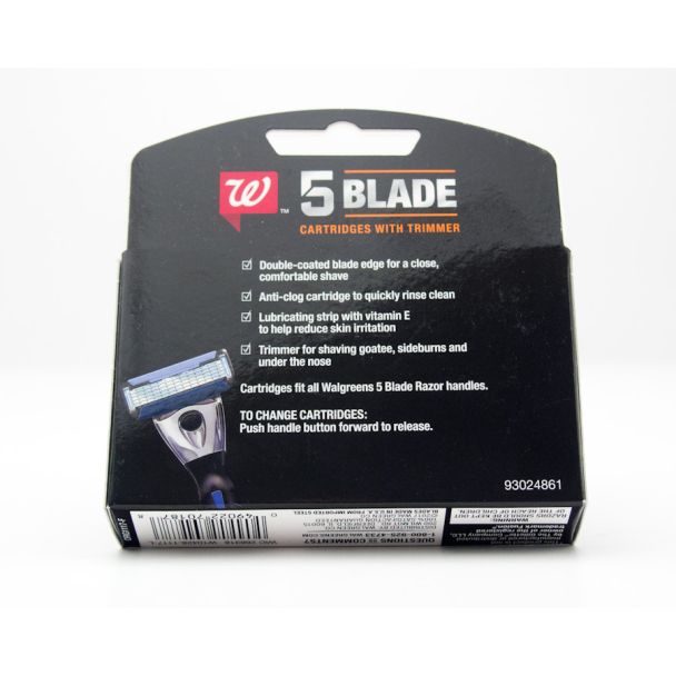 Walgreens 5-Blade Razor Cartridges with Trimmer 4 Count