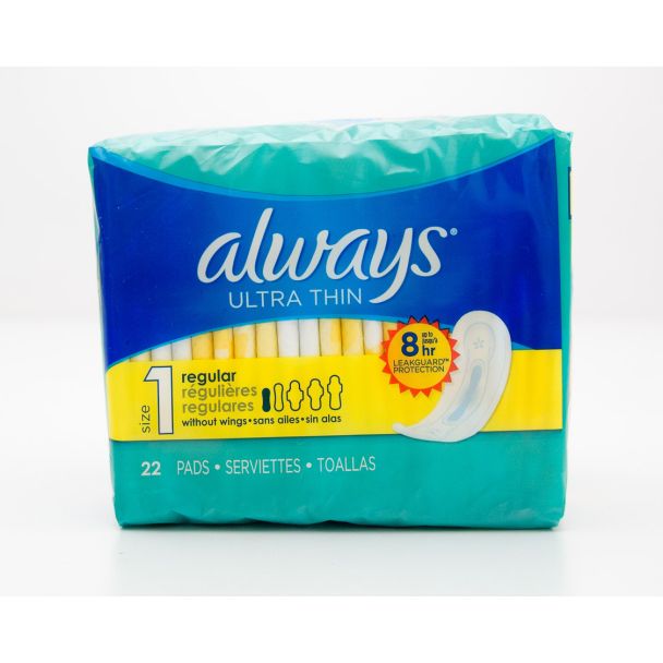 Always Ultra Thin Size 1 Regular Without Wings 22 Pads