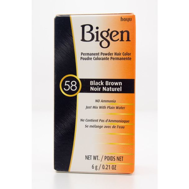 Bigen Permanent Powder Hair Color 58 Black Brown net wt 0.21 oz