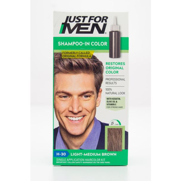 Just For Men Shampoo-In Color H-30 Light-Medium Brown Single Application Haircolor Kit