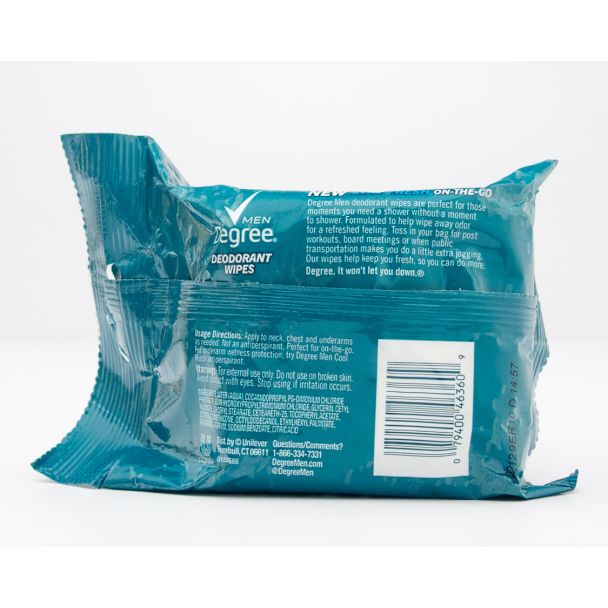 Degree Men Deodorant Wipes Cool Rush 25 Pre-Moistened Towelettes