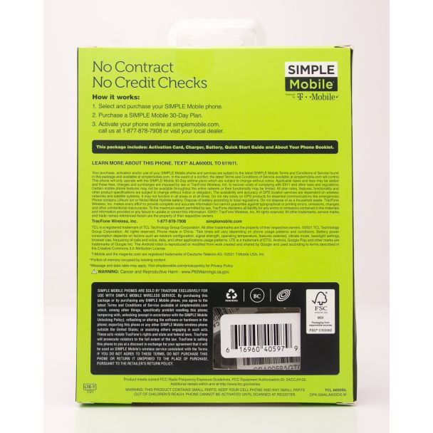 Simple Mobile TCL A3X Prepaid Smartphone