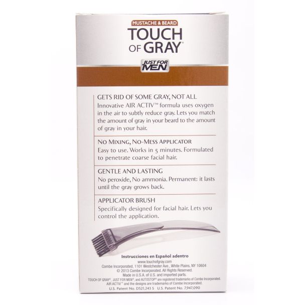 Just For Men Mustache & Beard Touch of Gray Air Activ Light & Medium Brown B-25/35 Multiple Application Kit