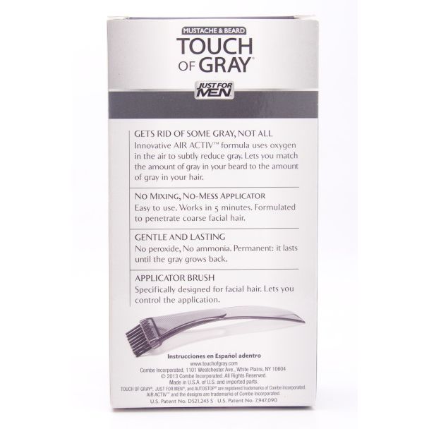 Just For Men Mustache & Beard Touch of Gray Air Activ Dark Brown & Black B-45/55 Multiple Application Kit