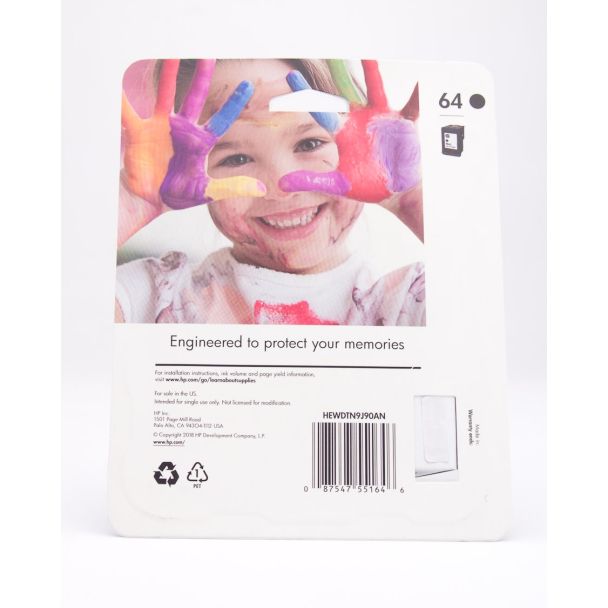 HP 64 Black Ink Cartridge HWDTN9J90AN