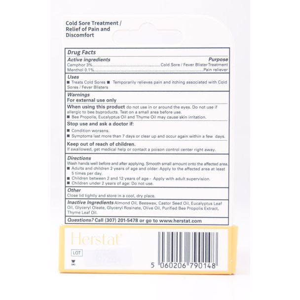Herstat Plus Cold Sore Treatment Propolis net wt 0.07 oz 