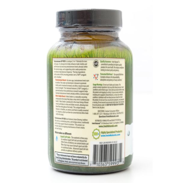 Irwin Naturals Testosterone UP Red with Nitric Oxide Booster 32 Liquid Soft-Gels