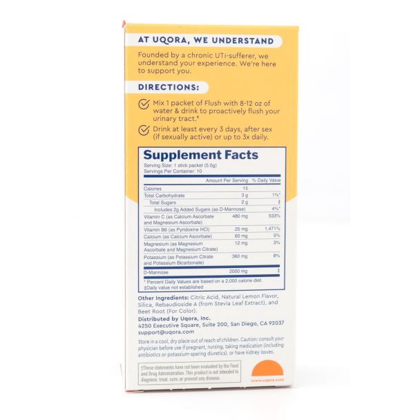 Uqora Urinary Care Flush Proactive Regimen Part 1 Drink Mix 10 Packets (net wt 1.9 oz)