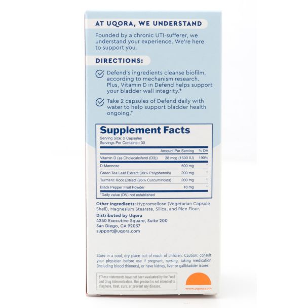 Uqora Urinary Care Defend Proactive Regimen Part 2 60 Capsules (1 Month Supply)