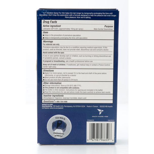 K-Y Duration Don't Stop Spray for Him Male Genital Desensitizer 36 Sprays (0.16 fl oz)