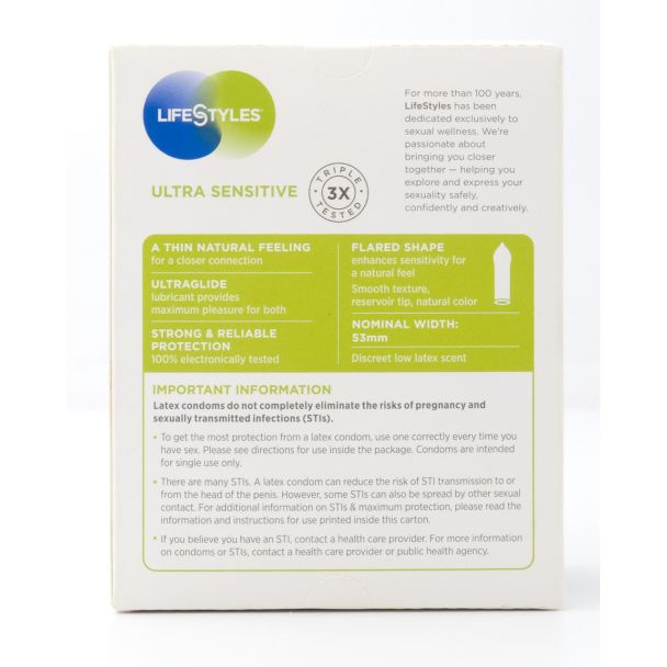 LifeStyles Ultra Sensitive Natural Rubber Latex Condoms 36 Condoms
