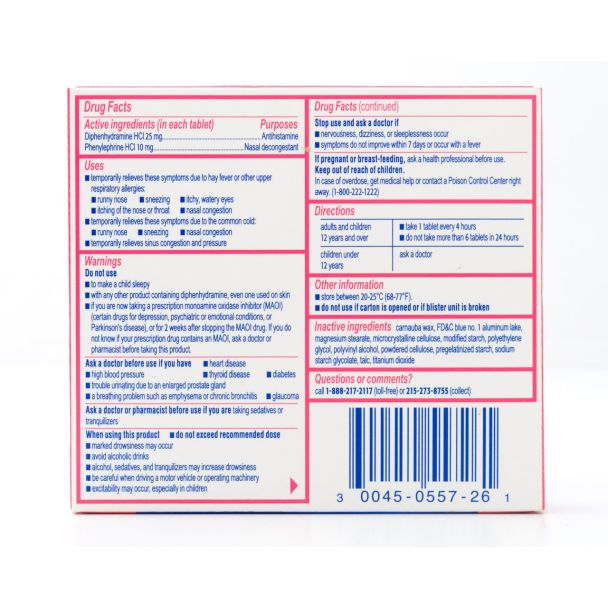 Benadryl Allergy Plus Congestion Ultratabs 24 Tablets