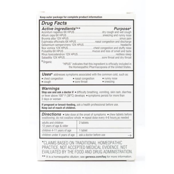 Genexa Cold Crush Homeopathic Cold & Cough Organic Acai Berry Flavor 60 Chewable Tablets 60 Chewable Tablets