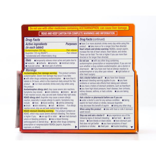 Motrin Dual Action with Tylenol Pain Reliever 80 Tablets