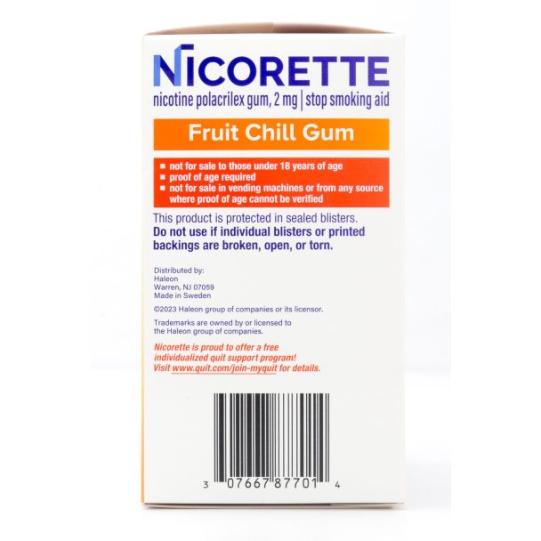 Nicorette Nicotine Gum Stop Smoking Aid 2mg Fruit Chill Value Pack 160 Pieces
