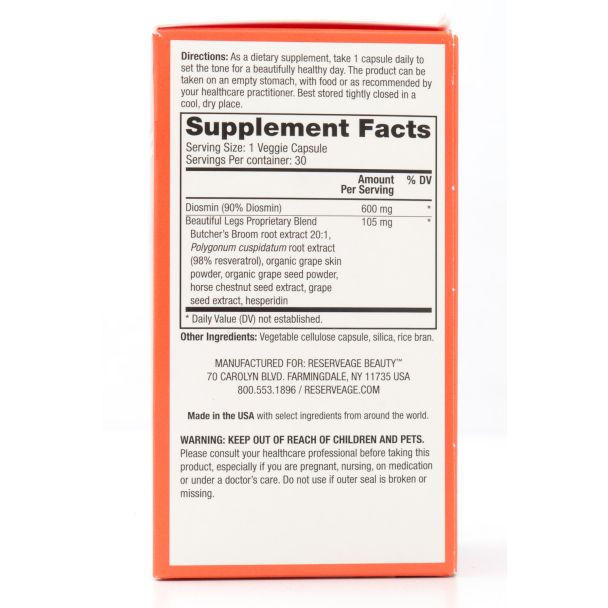 Reserveage Beautiful Legs with Diosmin & Butcher's Broom Extract 30 Veggie Capsules