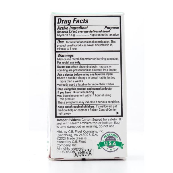 Fleet Laxative Liquid Glycerin Suppositories 4 Adult Suppositories (7.5 mL each)