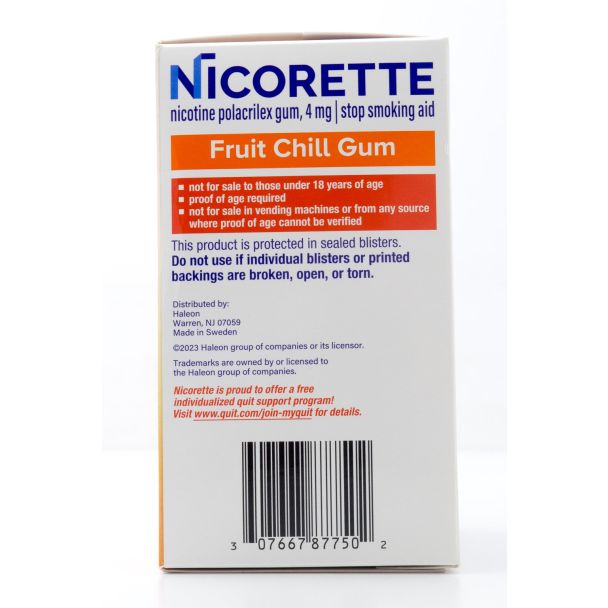 Nicorette Nicotine Gum Stop Smoking Aid 4mg Fruit Chill Value Pack 160 Pieces