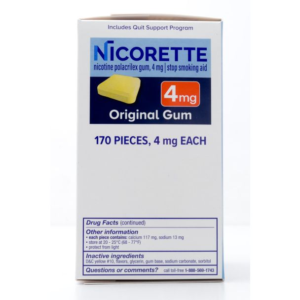 Nicorette Nicotine Gum Stop Smoking Aid 4mg Original Value Pack 170 Pieces