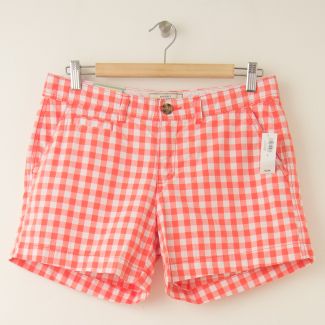 NEW Old Navy 5" Perfect Shorts in Bright Coral Gingham Plaid