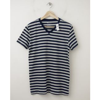 NEW Gap The Essential V-Neck Striped Tee T-Shirt in Navy Stripe