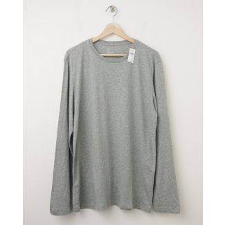NEW Gap The Essential Crew Long Sleeve Tee T-Shirt in Heather Grey