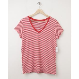 NEW Gap Women's The Essential Stripe V-Neck Tee T-Shirt in Red Stripe
