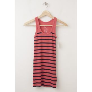 NEW Gap Women's Essential Overdyed Striped Rib Tank in Red Stripe