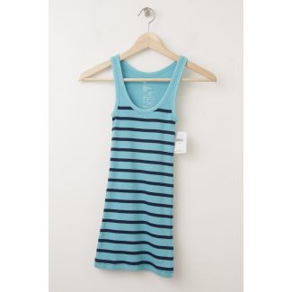 NEW Gap Women's Essential Overdyed Striped Rib Tank in Blue Stripe