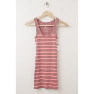 NEW Gap Women's Essential Overdyed Striped Rib Tank in Orange Stripe