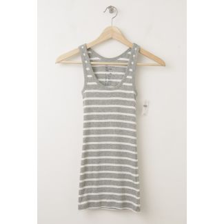 NEW Gap Women's Essential Striped Rib Tank in Grey Stripe