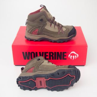Wolverine Maggie Steel-Toe EH Lace-Up Mid Work Boot W02210WOL in Brown/Red