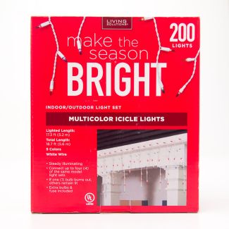 Living Solutions Multicolor Icicle Lights 200 Lights