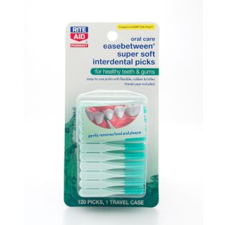 Rite Aid Oral Care EaseBetween Super Soft Interdental Picks 120 Picks & 1 Travel Pack