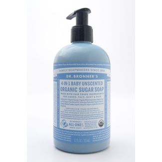 Dr. Bronner's 4-In-1 Baby Unscented Organic Sugar Soap 12 fl oz