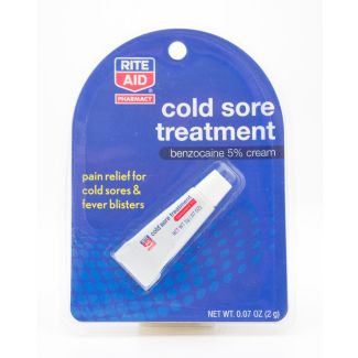 Rite Aid Cold Sore Treatment Benzocaine 5% Cream net wt 0.07 oz