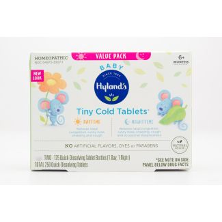 Hyland's Baby Tiny Cold Tablets Daytime Nighttime Value Pack 2 - 125 Tablet Bottles (1 Day & 1 Night)