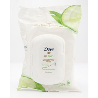 Dove Go Fresh Deodorant Wipes Cucumber & Green Tea 25 Pre-Moistened Towelettes