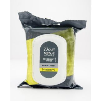 Dove Men + Care Deodorant Wipes Active + Fresh 25 Pre-Moistened Towelettes