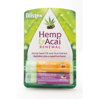 Blistex Hemp & Acai Renewal Lip Moisturizer Raspberry Ginger & Cherry Cream 2 Sticks (net wt 0.15 oz each)