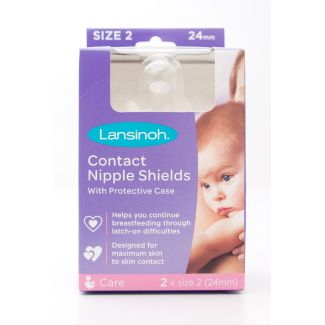 Lansinoh Contact Nipple Shields with Protective Case 2 x Size 2 (24 mm)